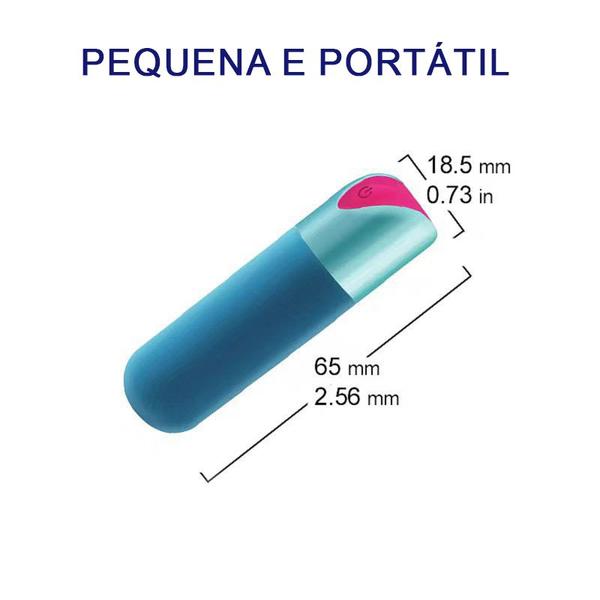 Imagem de Bullet Capsula Vibratória Lino 10 Intensidades 6,5cm x 1,8cm Recarregável Resistente à Água Pequeno e Portátil