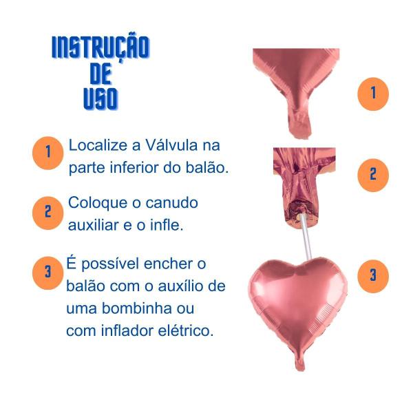 Imagem de Buque 9 Balões Bexiga Coração o e 1 Número Metalizado 70cm