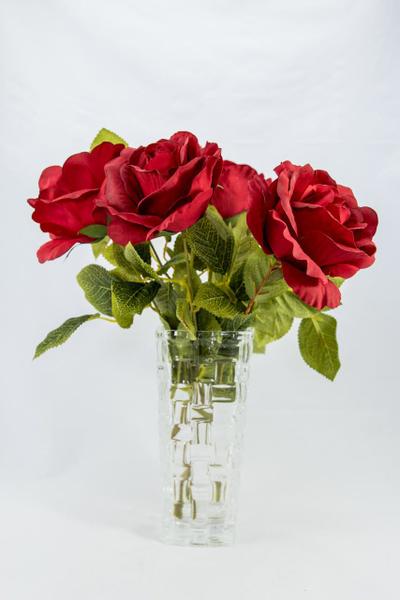 Imagem de Buque artificial de rosas vermelhas com 10 flores e folhagem