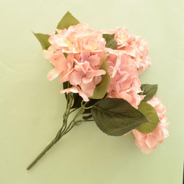 Imagem de Buquê de Flor Artificial Hortênsia Rosa com Folhas