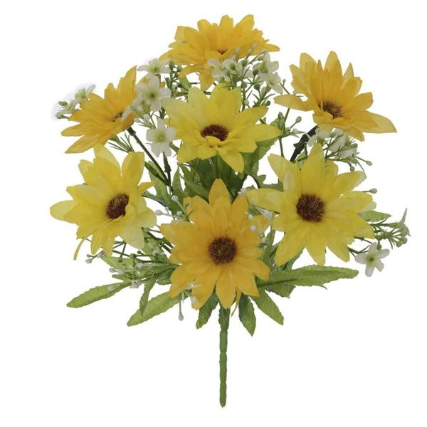 BUQUE DE FLOR MARGARIDA X7 FLORES AMARELO 2 TONS 27cm - Flor Arte Imagem de BUQUE DE FLOR MARGARIDA X7 FLORES AMARELO 2 TONS 27cm