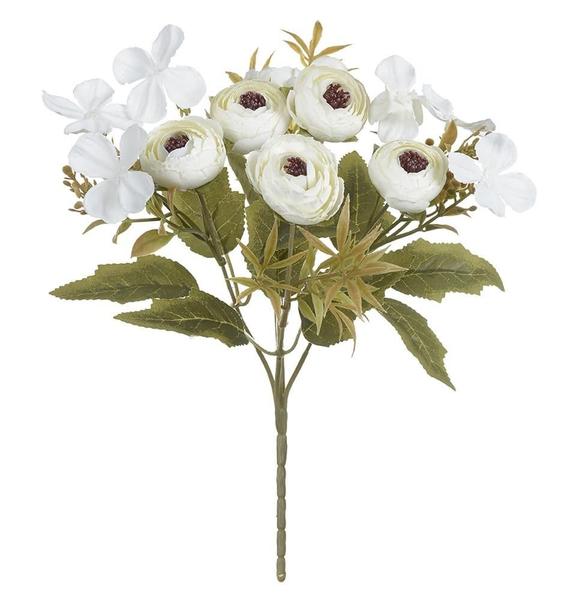 BUQUE DE FLORES RANUNCULO X6 CREME OUTONO 30cm - Flor Arte Imagem de BUQUE DE FLORES RANUNCULO X6 CREME OUTONO 30cm