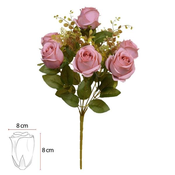 Imagem de BUQUE DE FLORES ROSA BOTAO X10 ROSA ANTIGO OUTONO 50cm