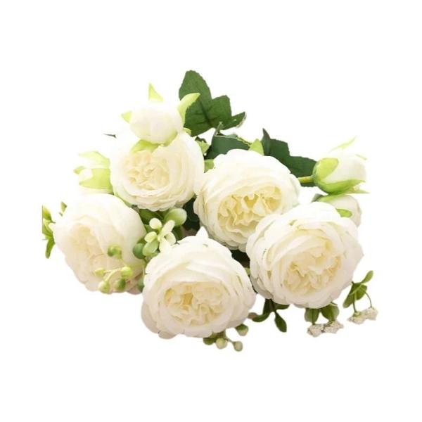 Buquê de Peônias Artificiais de Seda Branca (30cm) - Decoração para Casa, Festas e Casamentos Imagem de Buquê de Peônias Artificiais de Seda Branca (30cm) - Decoração para Casa, Festas e Casamentos