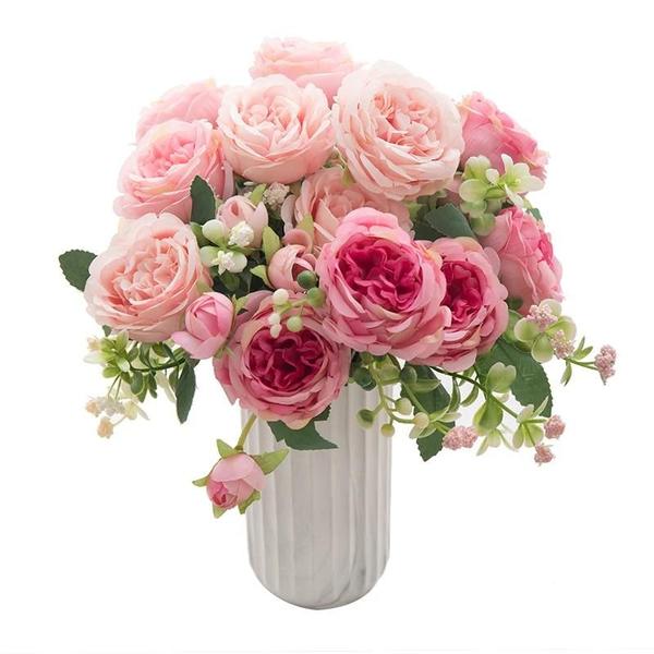 Buquê de Peônias Artificiais de Seda Branca (30cm) - Decoração para Casa, Festas e Casamentos Imagem de Buquê de Peônias Artificiais de Seda Branca (30cm) - Decoração para Casa, Festas e Casamentos