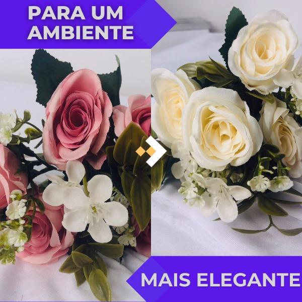 Imagem de Buquê de Rosas Flores e Plantas Artificiais Jardinagem Decorativa