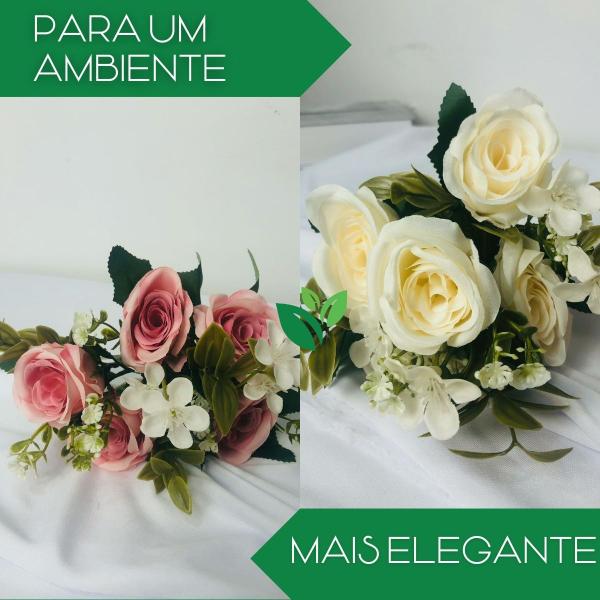 Imagem de Buquê de Rosas Flores e Plantas Artificiais Jardinagem Decorativa