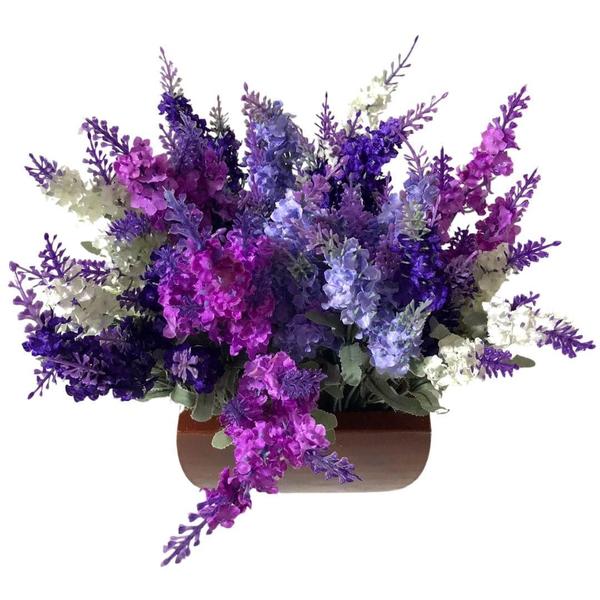 Imagem de Buquê Flor De Lavanda Artificial 4 Hastes P/ Decoração 35cm