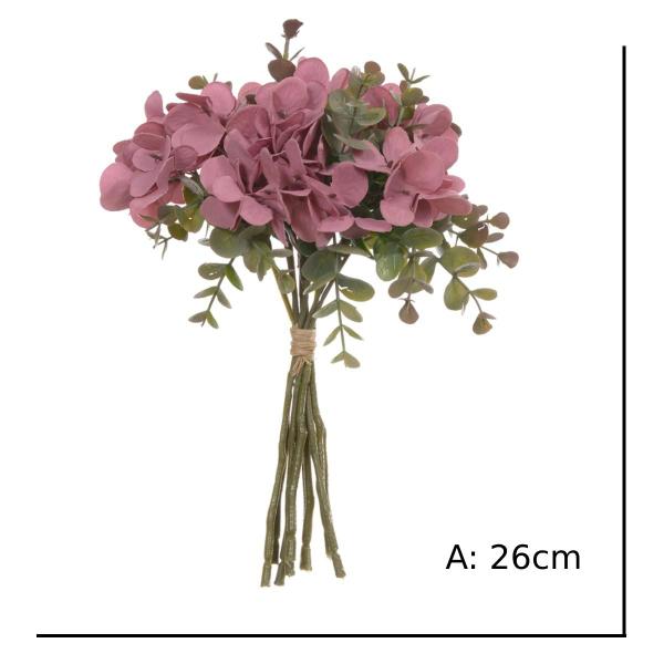 Buque hortensia permanente c/ fita rosa antigo outono 26cm - Flor Arte Imagem de Buque hortensia permanente c/ fita rosa antigo outono 26cm