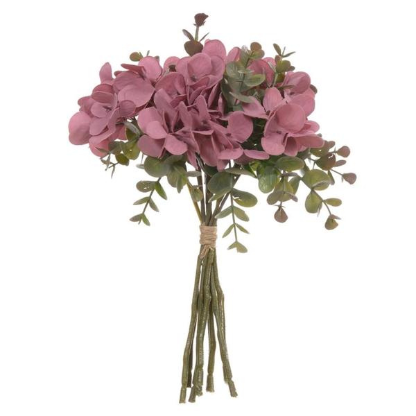Buque hortensia permanente c/ fita rosa antigo outono 26cm - Flor Arte Imagem de Buque hortensia permanente c/ fita rosa antigo outono 26cm