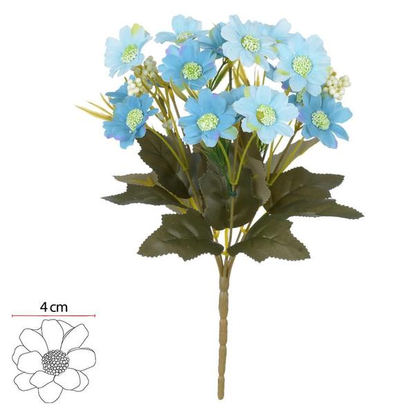 Imagem de BUQUE MARGARIDA X16 FLORES AZUL OUTONO 2TONS 29cm