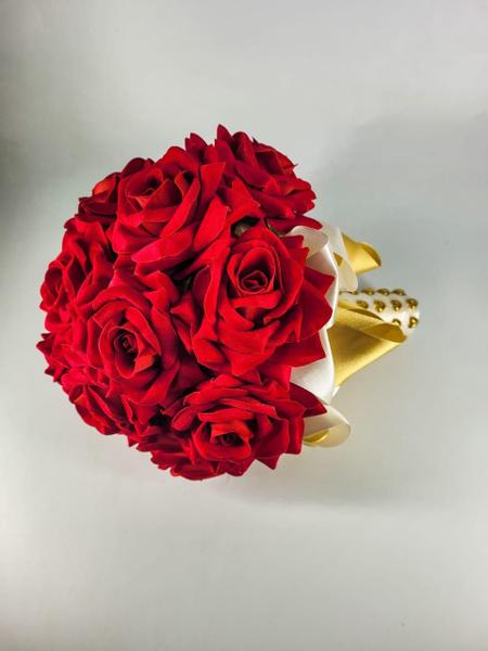 Imagem de Buquê Noiva Vermelho Com Coração Casamento Rosas Vermelhas