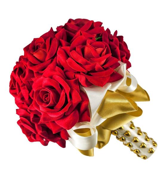 Imagem de Buquê Noiva Vermelho Com Coração Casamento Rosas Vermelhas