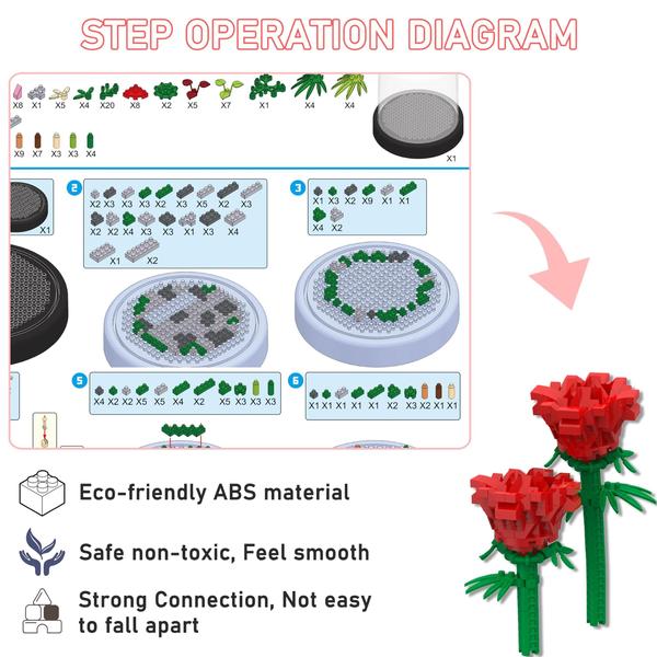 Imagem de Buquês de flores Bestbase de brinquedos de construção 596 unidades com capa protetora contra poeira