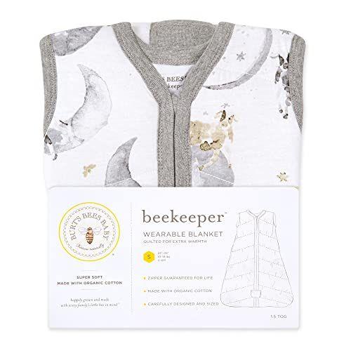 Imagem de Burt's Bees Baby Beekeeper Wearable Blanket, 100% Algodão Orgânico, Saco de Dormir de Transição Swaddle, Acolchoado Sobre a Lua, Grande