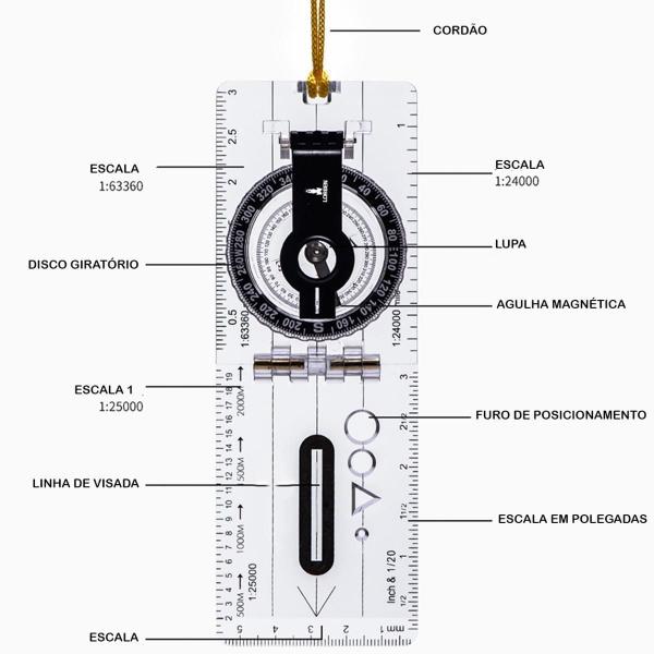 Imagem de Bússola Direcional Dobrável Lorben Camping Sobrevivência