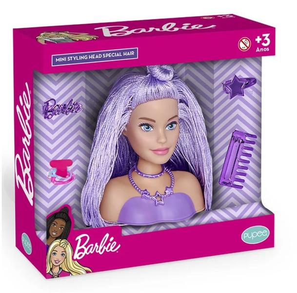 Imagem de Busto Barbie Mini Styling Head Especial Hair Lilas Penteados Pupee