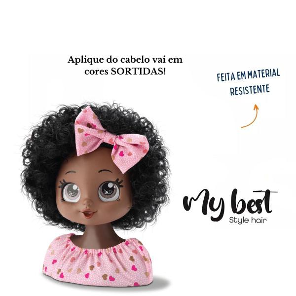 Imagem de Busto Boneca Negra My Best Style Hair P/ Pentear E Maquiar C/ Acessórios - Bee