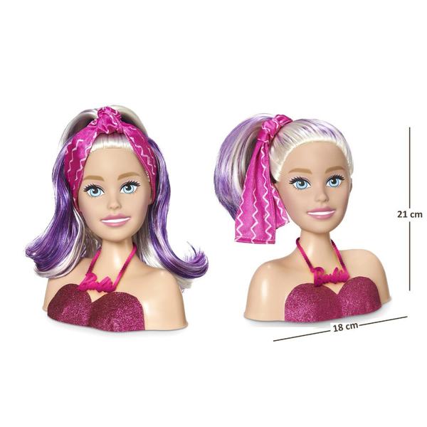 Imagem de Busto da Boneca Barbie Estilos de Rosto com Mechas e 22 Acessórios