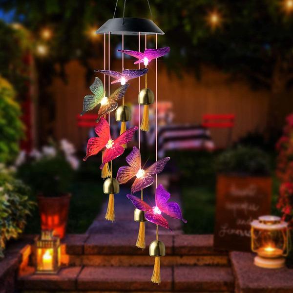 Imagem de Butterfly Solar Wind Chimes, novo presente de 2024 para todas as mães/papai/mulheres/avó/filha/tia/amiga/esposa e irmã. Decoração de jardim, presente de jardinagem, presente de aniversário, decorações de Natal, decoração de pátio