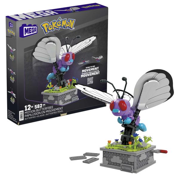 Imagem de Butterfree c/ Movimento - Blocos de Montar Pokémon - 582 Peças - Mega - Mattel