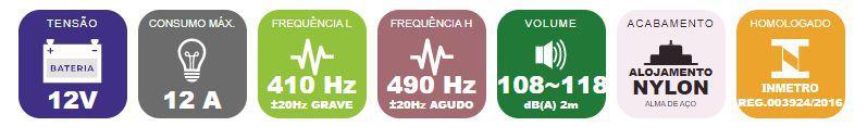 Imagem de Buzina Caracol Dupla grave agudo 410hz 490hz 12v Universal Bzm B54