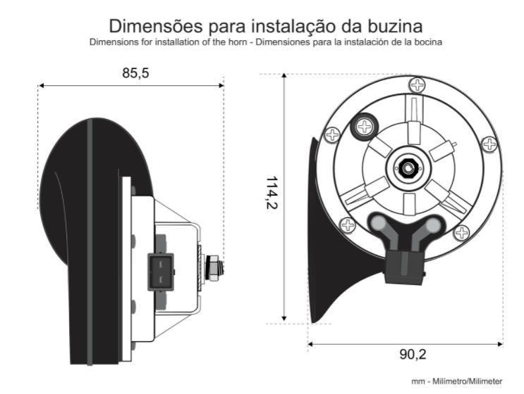 Imagem de Buzina Caracol Individual Cromado 12V 415Hz Bzm B49F Gm Únic