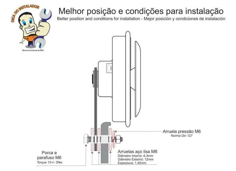 Imagem de Buzina Dupla Grave Agudo 345Hz 410Hz 12V Fusca Kombi Brasili