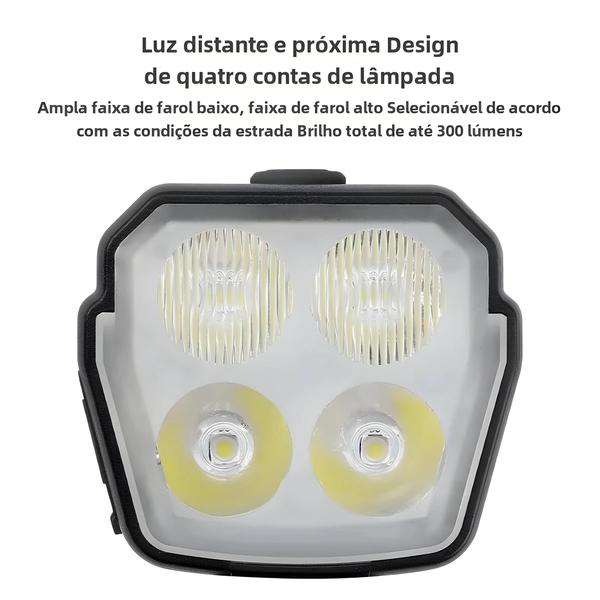 Imagem de Buzina e Farol de Bicicleta 2 em 1 - 24 LEDs, Controle de Fio - Acessório para Bicicleta