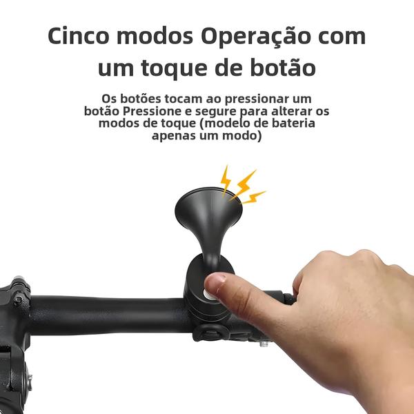 Imagem de Buzina Eletrônica para Bicicleta e Scooter - 120db, Recarregável via USB e à Prova D'água