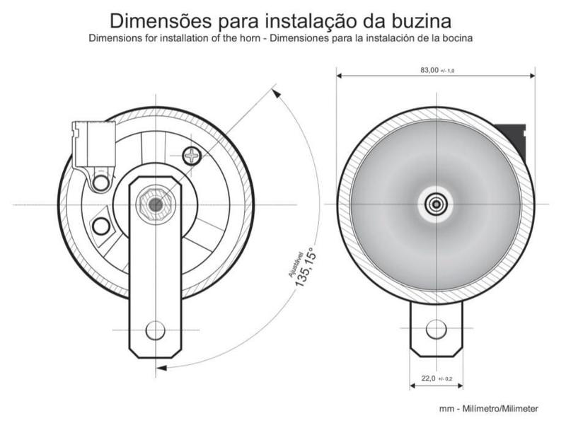 Imagem de Buzina Grave Agudo 335Hz 410Hz 12V Toyota Subaru Bzm B90 Ún