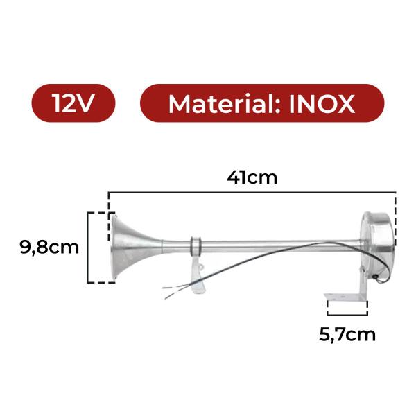 Imagem de Buzina Marítima Náutica Inox P/ Lanchas Barcos Veleiros 12v