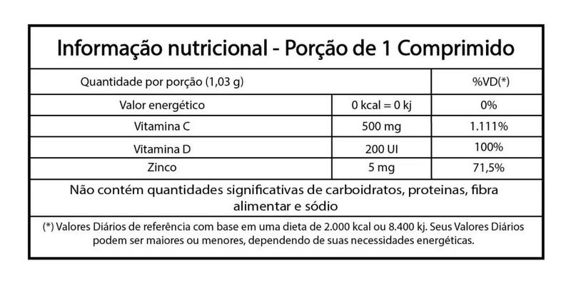 Imagem de C-Triple - Vitamina C 500Mg + Zinco 5Mg + Vitamina D 200Ui X 100 Comprimidos