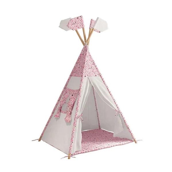 Imagem de Cabana Infantil Casinha com Janelinha e Led- Branco/Rosa