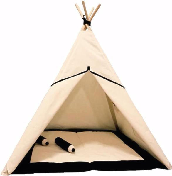 Cabana Teepee Infantil+Tapete Acolchoado Preto 135X90X90Cm - Atelie Luara Imagem de Cabana Teepee Infantil+Tapete Acolchoado Preto 135X90X90Cm