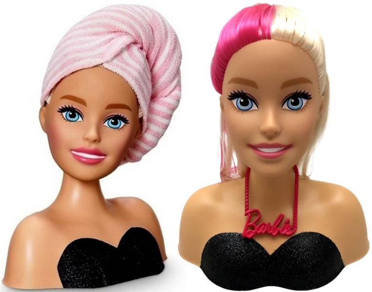 Imagem de Cabeça Busto Boneca Barbie Cabelos Styling Hair Salão De Beleza Quero Ser Cabeleireira - Pupee