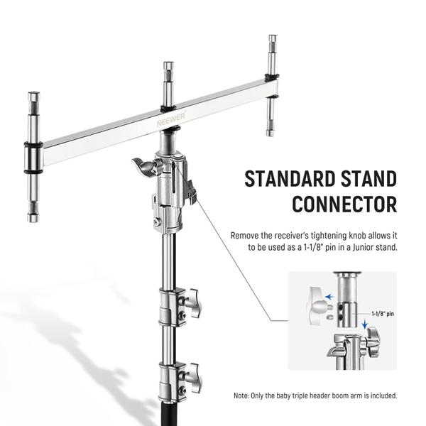 Imagem de Cabeçalho triplo Boom Arm Neewer Baby para luz LED/flash estroboscópico