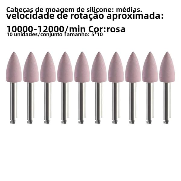 Imagem de Cabeças de Moagem Dentária de Silicone - Pacote com 10 Peças para Máquina de Baixa Velocidade