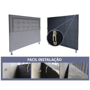 Imagem de Cabeceira 140 Cama Box Provençal Diamond Cinza Linho Com Pés RBL