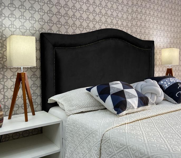 Imagem de Cabeceira 90 Cama Box Provençal Diamond Preto Suede Painel RBL