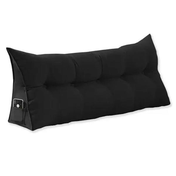 Imagem de Cabeceira Almofada Mel Casal 140 cm Suede Preto - DL Decor