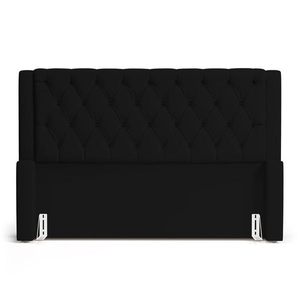 Imagem de Cabeceira Atena Para Cama Box Casal Padrão 140cm Capitonê com Frame Suede Preto - Desk Design