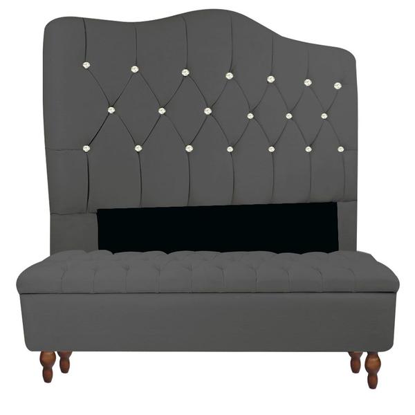 Imagem de Cabeceira Atena para cama box com Baú Bia Sapateira para Quartos Closet Decoração Botão Strass 160cm Nanda Decor