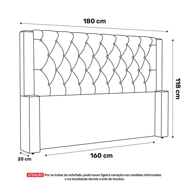 Imagem de Cabeceira Atena Para Cama Box Queen Size 160cm Capitonê com Frame Veludo Azul Marinho - Desk Design