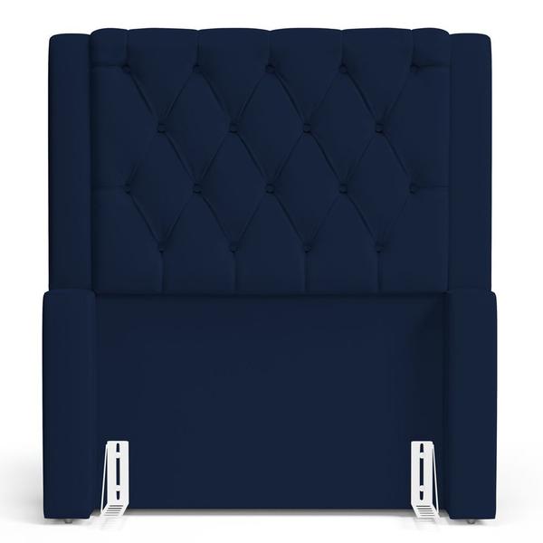 Imagem de Cabeceira Atena Para Cama Box Solteiro 90cm Capitonê com Frame Suede Azul Marinho - Desk Design