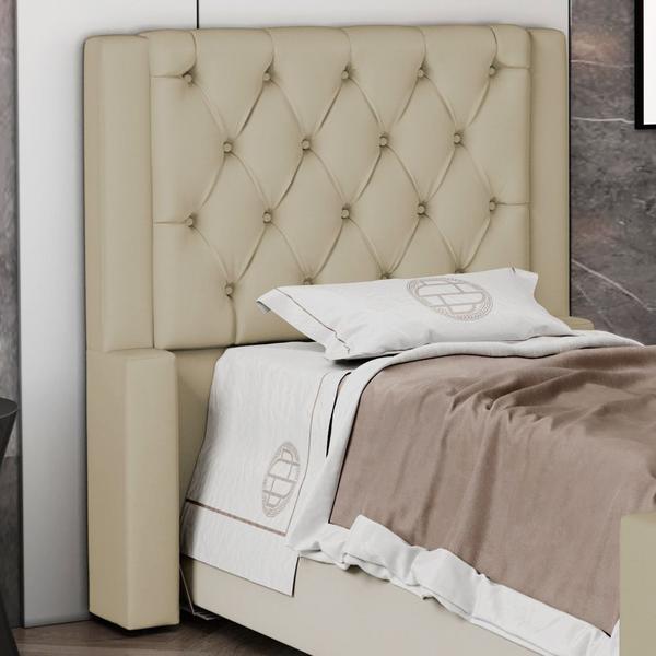 Imagem de Cabeceira Atena Para Cama Box Solteiro 90cm Capitonê com Frame Suede Bege - Desk Design