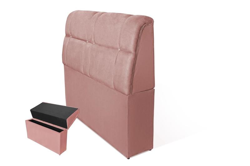 Imagem de Cabeceira Baú Imperador Solteiro 100cm Suede Rosa