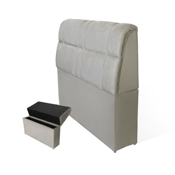 Imagem de Cabeceira Baú Imperatriz Cama Box King 195 cm Suede Bege - DL Decor