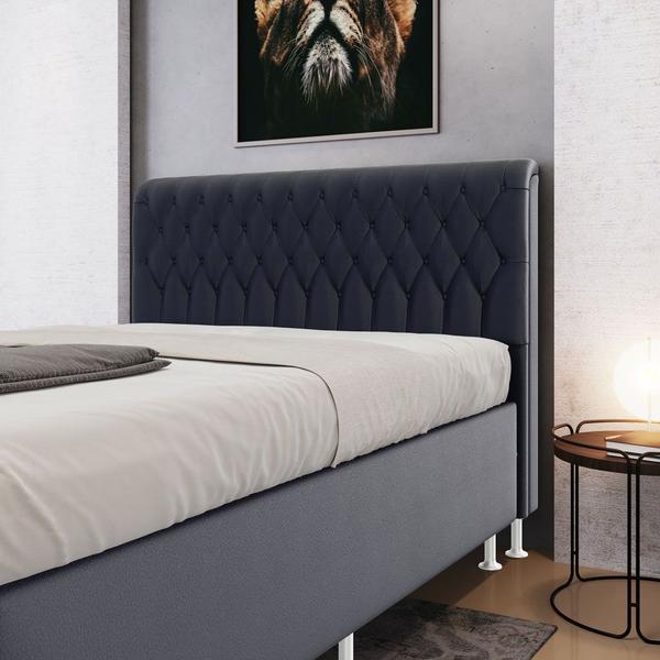 Imagem de Cabeceira Bellatrix 140 Decorativa de Cama Casal A-019 Couro Artificial Azul Aradecor