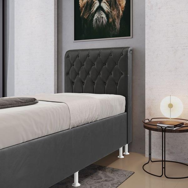 Imagem de Cabeceira Bellatrix 90 Decorativa de Cama Solteiro N-022 Veludo Chumbo Aradecor